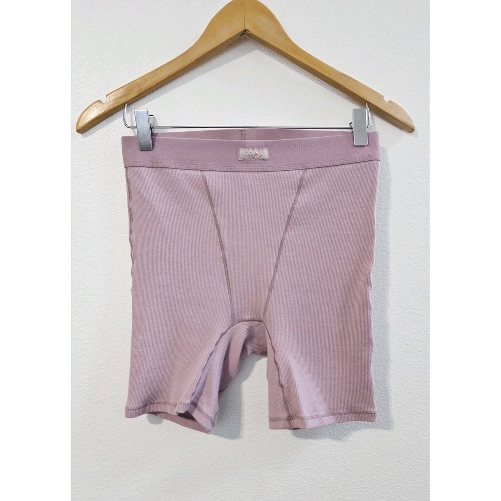 Skims Women's Breathable Cotton Rib Boxer Shorts Size Small Purple Dusk